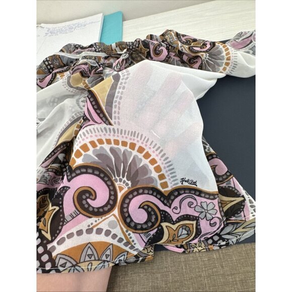 Hale Bob Women's S Sheer Chiffon Button Blouse Multi Paisley EUC - Picture 10 of 14